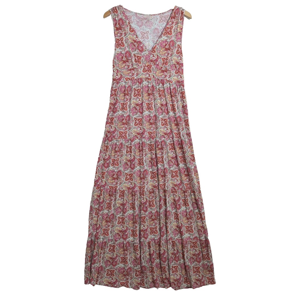 Garnet Hill Pink & Cream Floral Maxi Dress